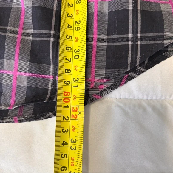 Bugatchi Men’s XXL Cotton Shape Fit Button Down Dress Shirt Black Pink Plaid EUC - Picture 10 of 10